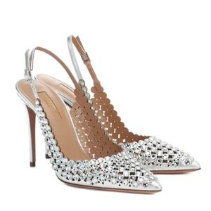 AQUAZURRA Tequila 105 Silver Embellished Heels